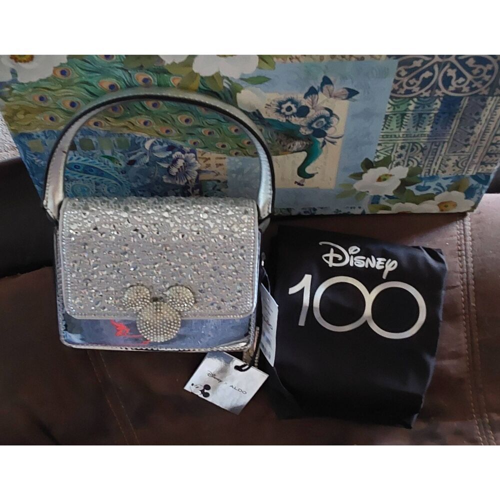 NWT~Disney x Aldo Silver Glitter Mickey Mouse Handbag~100th Anniversary  Edition